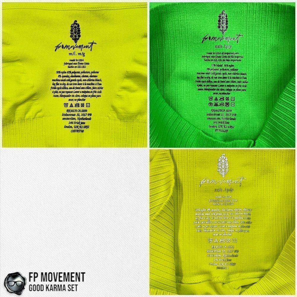 FP MOVEMENT GOOD KARMA SET: SQUARE NECK BRA + RUNNING SHORTS + LEGGINGS NEON NEW - Picture 13 of 16